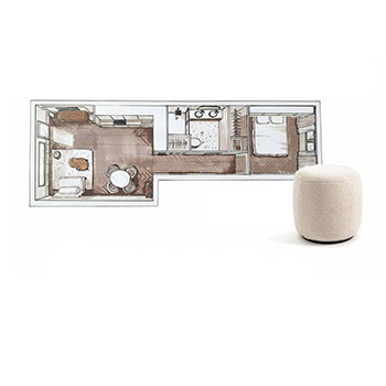 Projet d'aménagement d'un appartement - vue de dessus