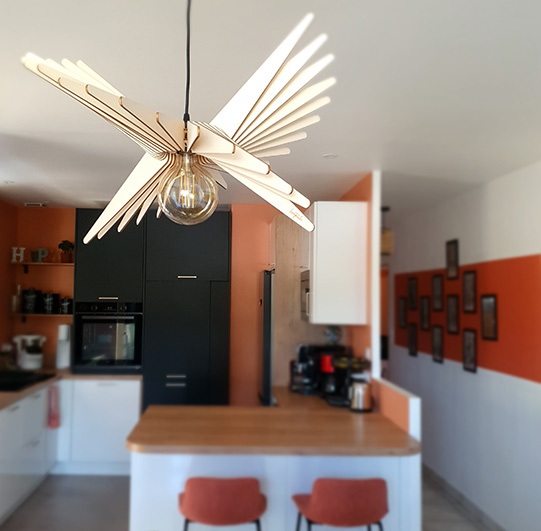 rénovation cuisine ouverte terracotta bois